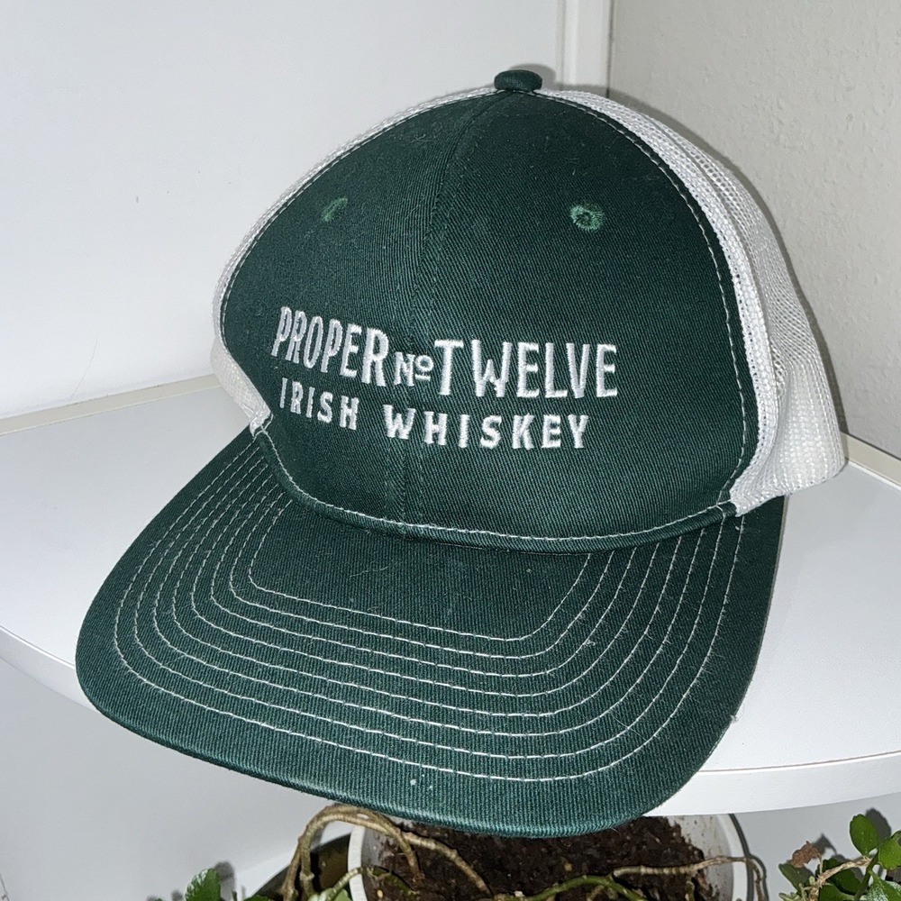 Proper No. Twelve Irish Whiskey Trucker Hat Port Authority Green White Snapback